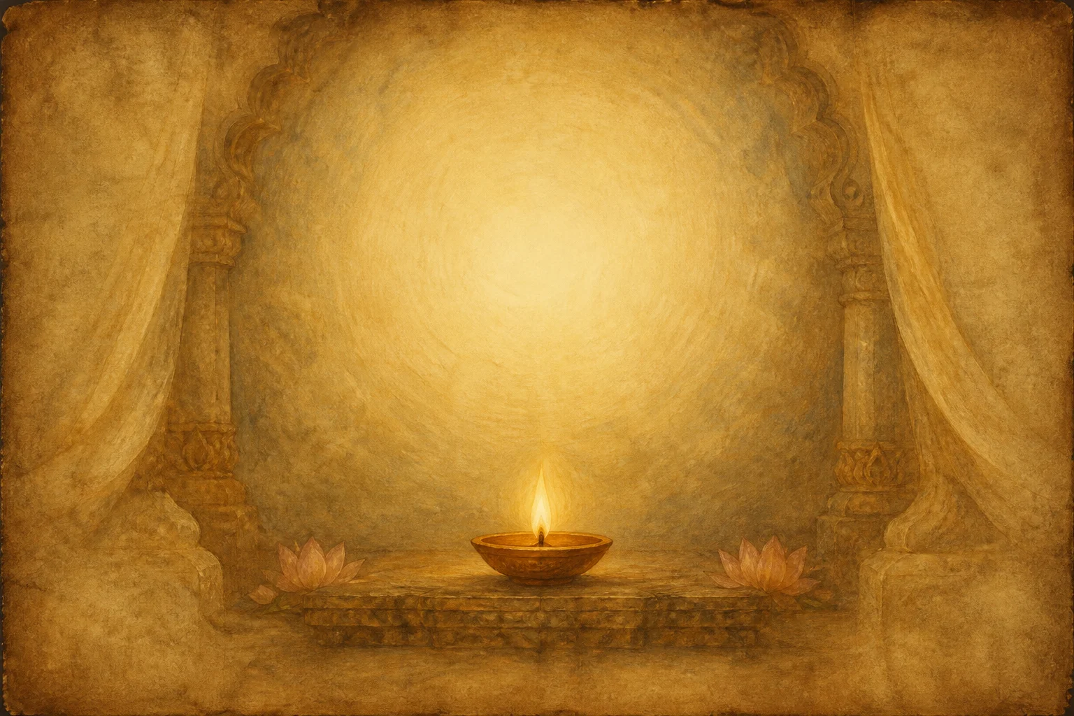 Illustration of formless Nirguna worship on warm parchment