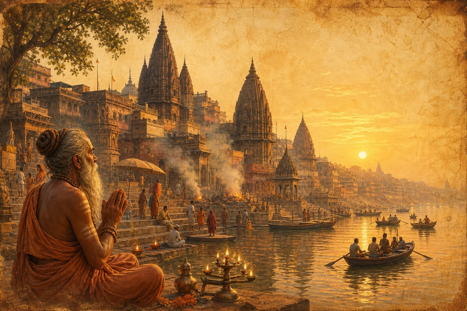 Illustration of Kashi on warm parchment