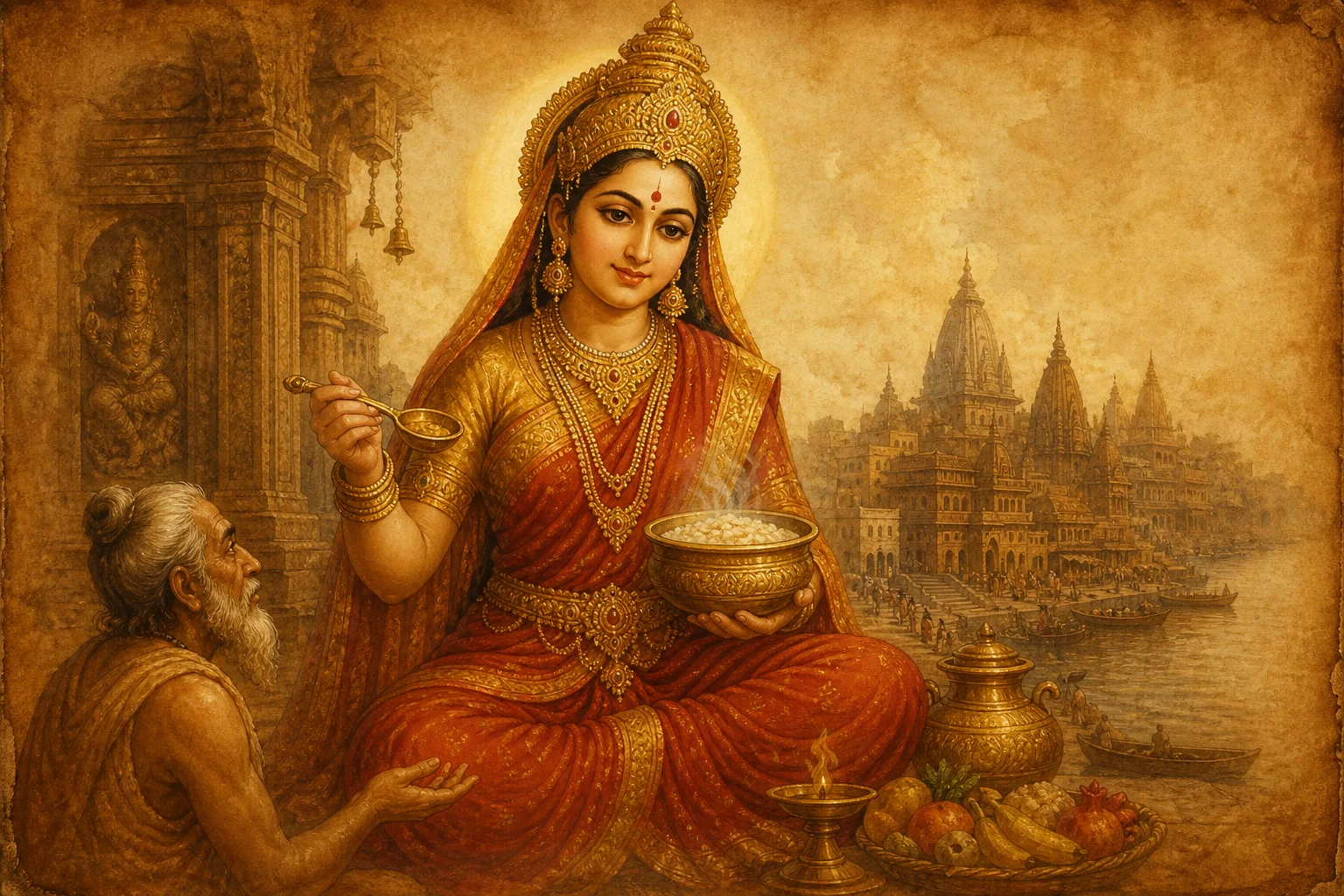 Illustration for Annapurna Stutih on warm parchment