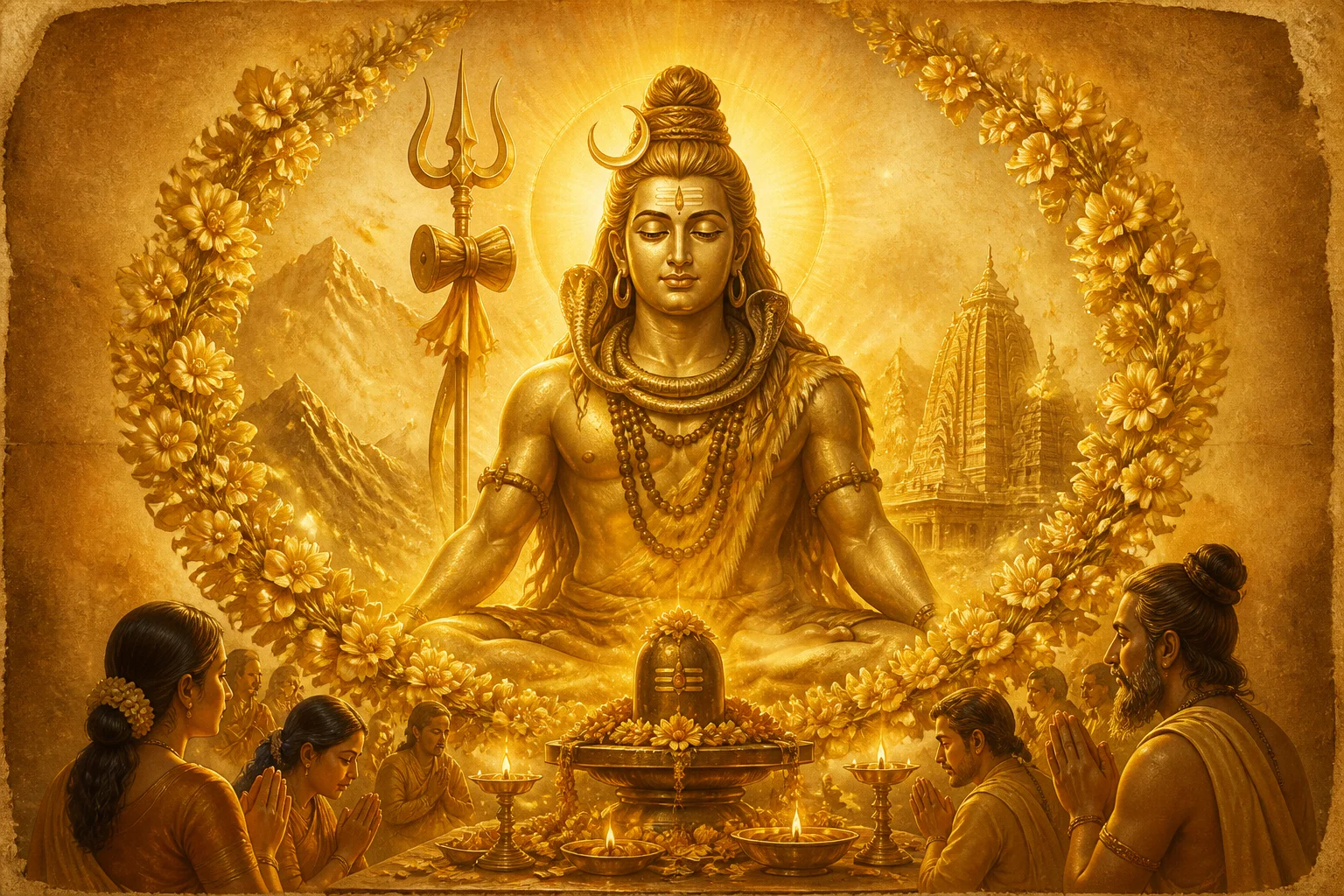 Illustration for Suvarna Mala Stutih on warm parchment